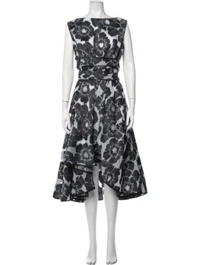 Pre-owned Talbot Runhof Floral Print Midi Length Dress In Multicolor