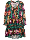 Talbot Runhof Floral-print Mini Dress In Green