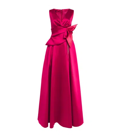 Talbot Runhof Floral Tie-waist Gown In Pink