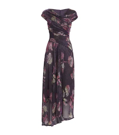 Talbot Runhof Floral Voile Midi Dress In Pink