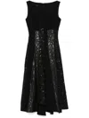 Talbot Runhof Mixed-media Black Iris Tweed Paneled Midi Dress In Black