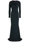 Talbot Runhof Draped Crepe Maxi Dress In Blue