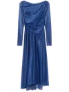 Talbot Runhof Gathered Midi Dress In Blue