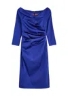 Talbot Runhof Gathered Satin Dress In Blue