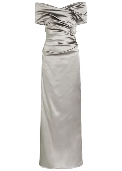 Talbot Runhof Gathered Satin Gown In Multi