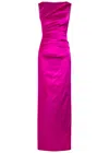 Talbot Runhof Gathered Satin Gown In Pink