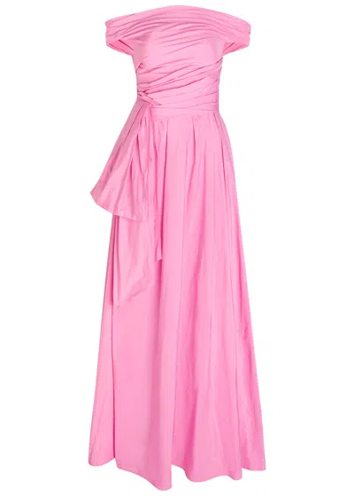Talbot Runhof Gathered Taffeta Gown In Pink