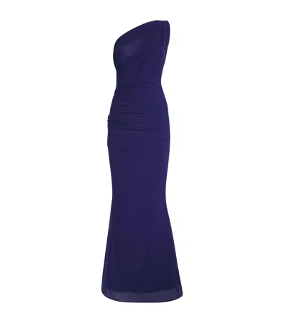 TALBOT RUNHOF GATHERED TULLE MAXI DRESS
