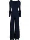Talbot Runhof Gathered Stretch-jersey Jumpsuit In Blue