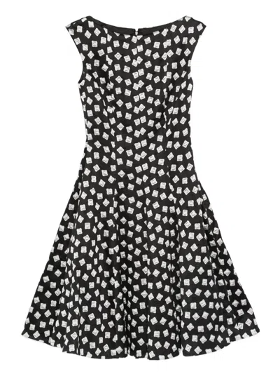 Talbot Runhof Geometric-print Dress In Black