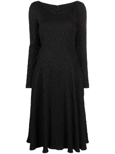 Talbot Runhof Gozo2 Jacquard-patterned Midi Dress In Black