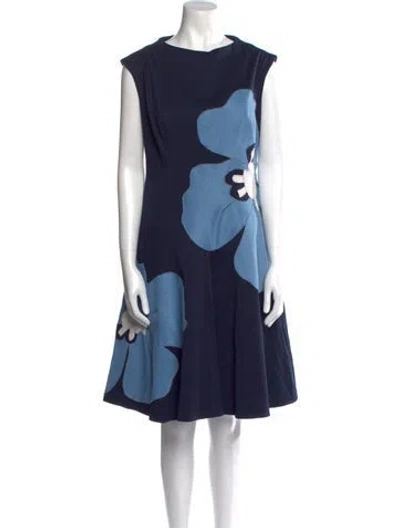 Pre-owned Talbot Runhof Graphic Print Knee-length Dress In Blue