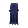 Talbot Runhof Lace Long Sleeve Dress In Blue
