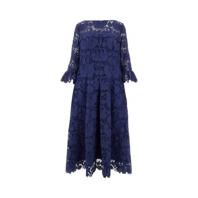 TALBOT RUNHOF GUIPURE LACE MIDI DRESS