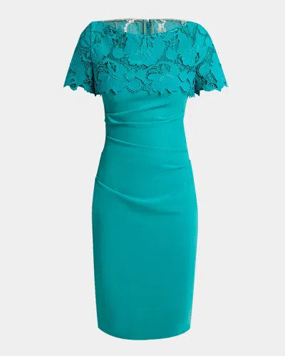 Talbot Runhof Guipure Lace In Teal