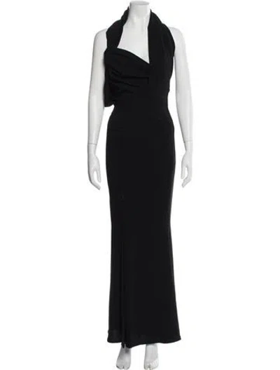 Pre-owned Talbot Runhof Halterneck Long Dress In Blue