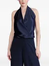Talbot Runhof Halterneck Satin Blouse In Blue