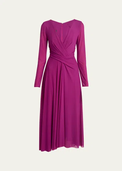 Talbot Runhof High-low Stretch Tulle Midi Dress In Pink