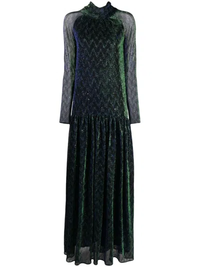 Talbot Runhof High-neck Lurex Gown In Green