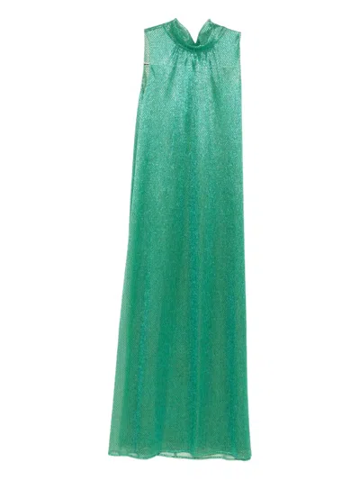 Talbot Runhof High-neck Sleeveless Dress In Green