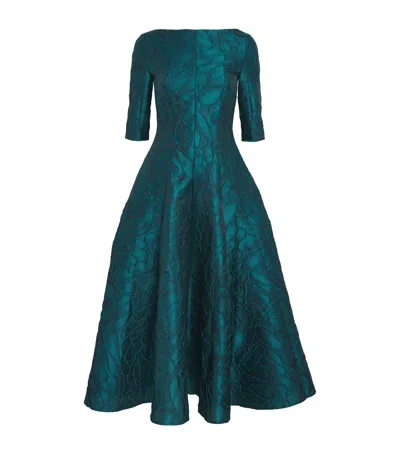 Talbot Runhof Honeydrop Jacquard Midi Dress In Blue