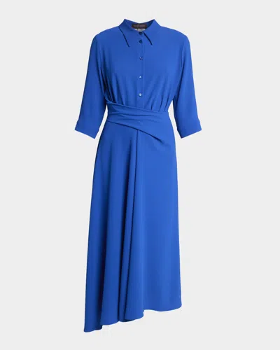 Talbot Runhof Honneur Crepe Midi Shirtdress In Blue