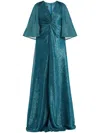 Talbot Runhof Metallic Pleated Horras Gown In 绿色