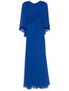 Talbot Runhof Knot-detail Cape Gown In Blue
