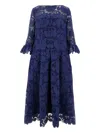Talbot Runhof Lace Long Sleeve Dress In Blue