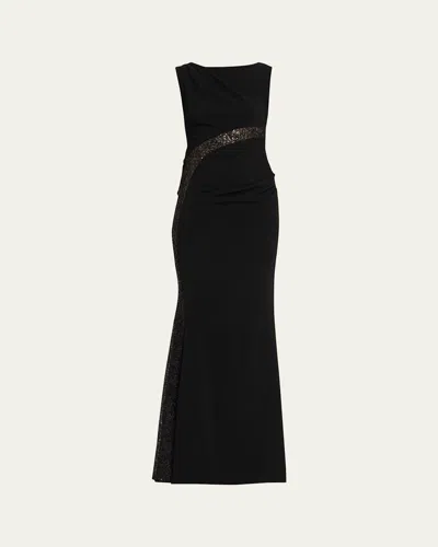 Talbot Runhof Lace-inset Sleeveless Trumpet Evening Gown In Black