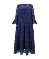 Talbot Runhof Lace Long Sleeve Dress In Blue