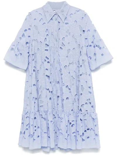Talbot Runhof Lace Mini Dress In Blue