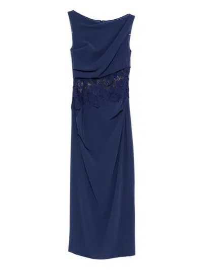 Talbot Runhof Lace-panel Dress In Blue