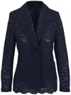 Talbot Runhof Lace-panelled Blazer In Blue
