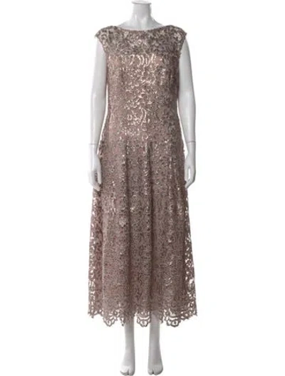 Pre-owned Talbot Runhof Lace Pattern Long Dress In Multi