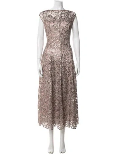 Pre-owned Talbot Runhof Lace Pattern Long Dress In Multicolor