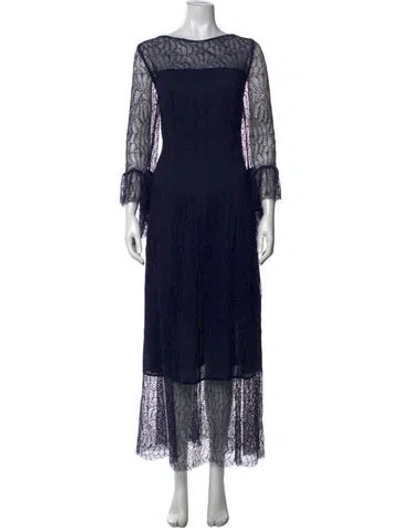 Pre-owned Talbot Runhof Lace Pattern Long Dress W/ Tags In Blue