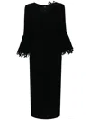 Talbot Runhof Lace-trim Draped Midi Dress In Black