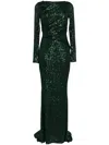 Talbot Runhof Lgslv Sequin Evening Dress In Green