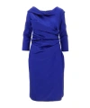Talbot Runhof Gathered Satin Dress In Blue