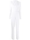 Talbot Runhof Long-sleeve Wrap-design Jumpsuit In Black
