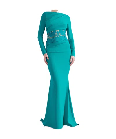 Talbot Runhof Long-sleeved Dress In Green