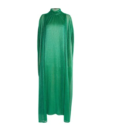 Talbot Runhof Metallic Cape Maxi Dress In Green ModeSens