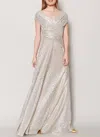 Talbot Runhof Metallic Degrade Voile Gown In Silver In Silver