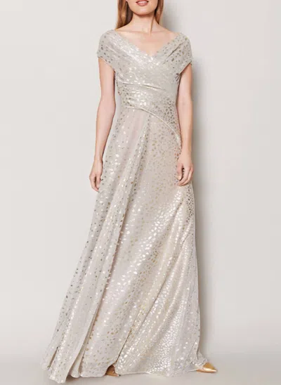 Talbot Runhof Metallic Degrade Voile Gown In Silver