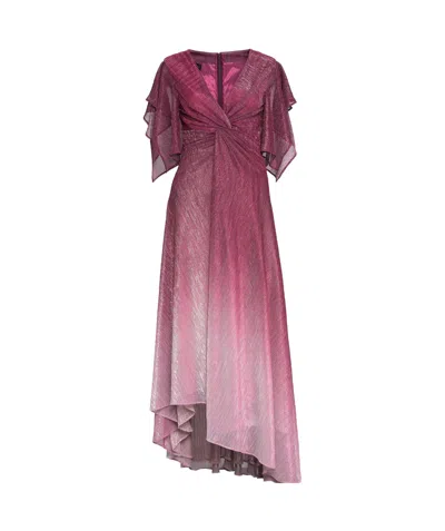 TALBOT RUNHOF METALLIC-EFFECT ASYMMETRIC MIDI DRESS