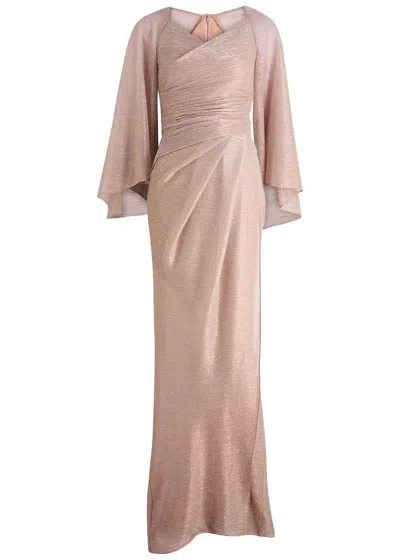 Talbot Runhof Metallic Fine-knit Gown In Light Pink