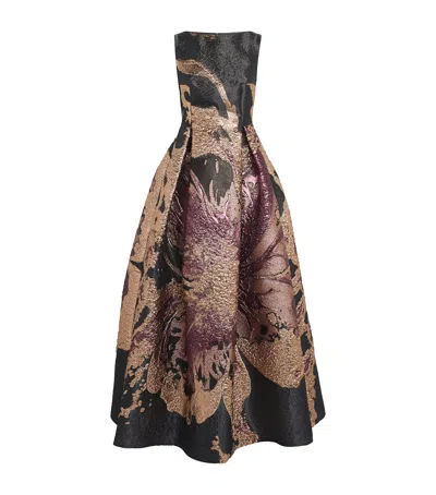 Talbot Runhof Metallic Magnolia Jacquard Gown