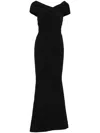 Talbot Runhof Off-shoulder Draped Gown In Black