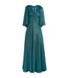 Talbot Runhof Metallic Pleated Horras Gown In Turquoise